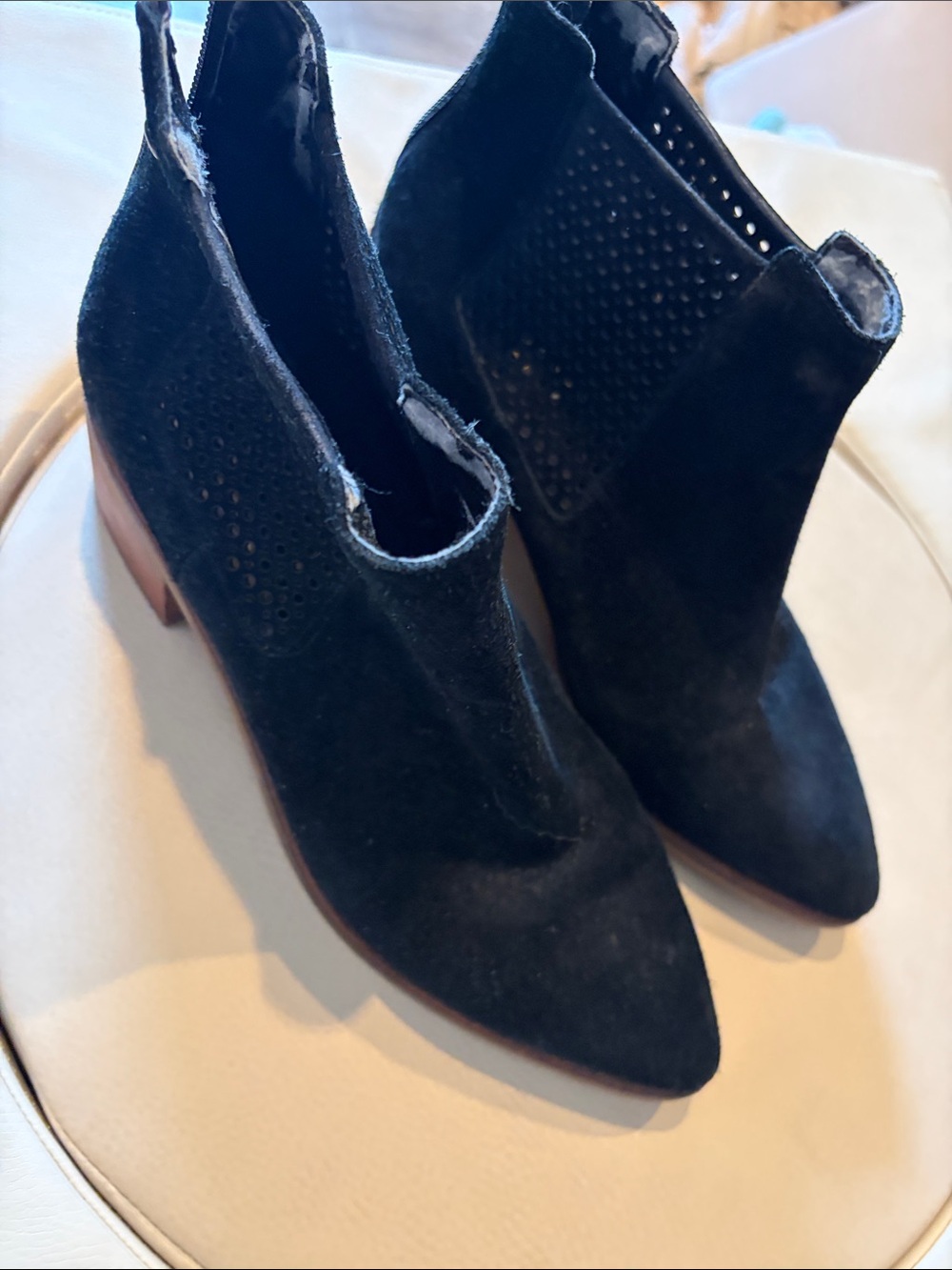Cole Haan Black Suede Pointed Toe Ankle Booties